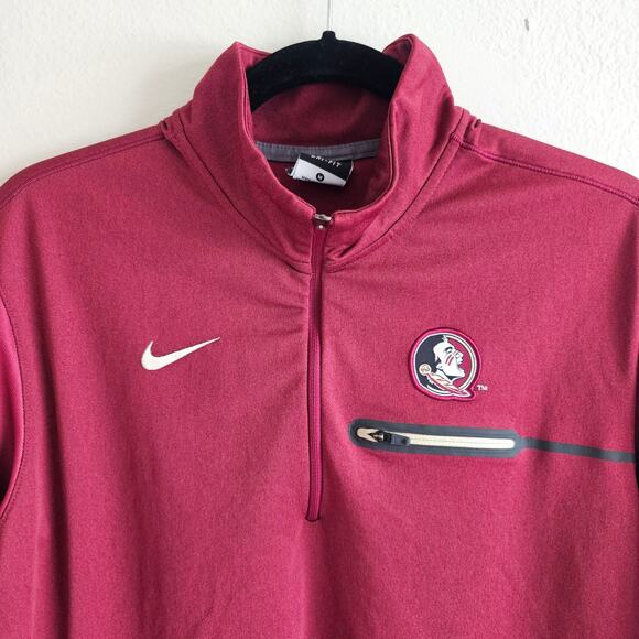 Nike FSU Seminoles Burgundy Dri-fit Long Sleeves Jacket Size M - Picture 3 of 8